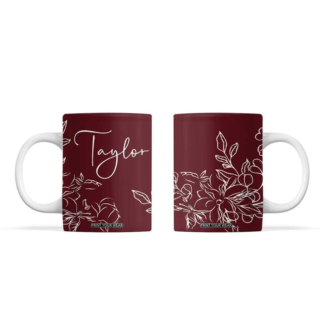 Personalized Wildflower Floral Coffee Mug Custom Name Mothers Day Gift From Daughter Son TB10 Maroon Print Your Wear