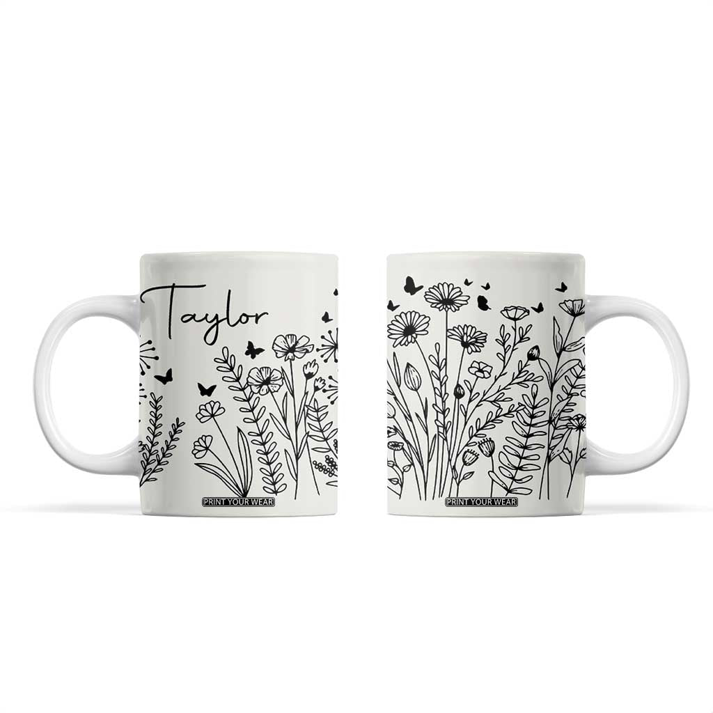 Personalized Wildflower Coffee Mug Custom Name Custom Name Gift For Women Butterflies Floral TB10 Beige Print Your Wear