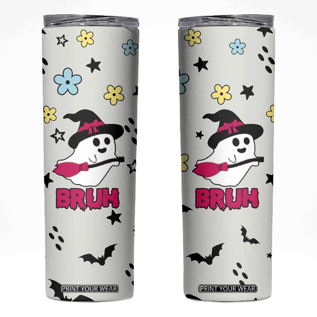 Little Ghost Ice Coffee Skinny Tumbler Halloween Boo Spooky Ghost Travel Cup TB10 Cream Print Your Wear