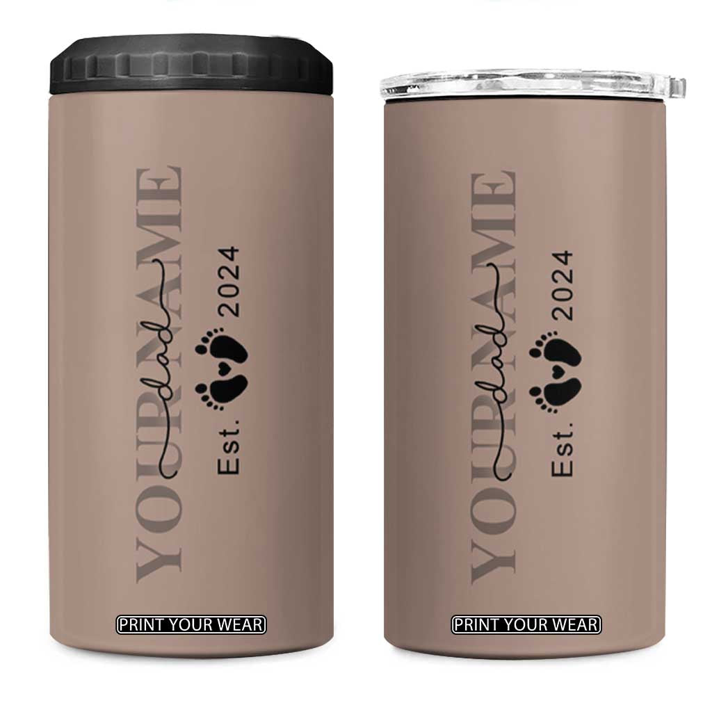 Personalized New Dad 4 in 1 Can Cooler Tumbler Est 2024 Pregnancy Reveal First Time Dad Gift TB10 One Size: 16 oz Brown Print Your Wear