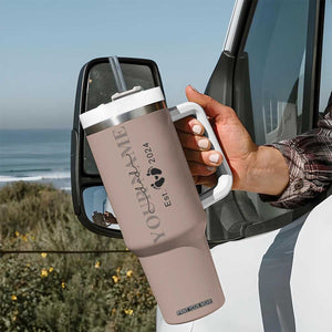 Personalized New Dad Tumbler With Handle Est 2024 Pregnancy Reveal First Time Dad Gift TB10 Print Your Wear