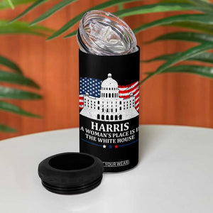 Kamala Harris 2024 A Woman's Place is in The White House 4 in 1 Can Cooler Tumbler President Feminist American Flag TB10 Print Your Wear