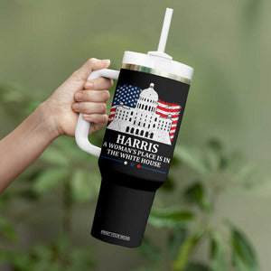 Kamala Harris 2024 A Woman's Place is in The White House Tumbler With Handle President Feminist American Flag TB10 Print Your Wear