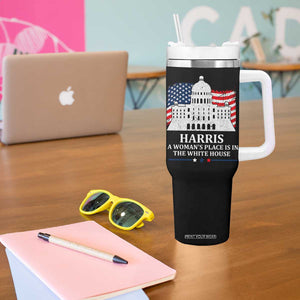 Kamala Harris 2024 A Woman's Place is in The White House Tumbler With Handle President Feminist American Flag TB10 Print Your Wear