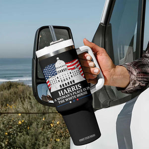 Kamala Harris 2024 A Woman's Place is in The White House Tumbler With Handle President Feminist American Flag TB10 Print Your Wear