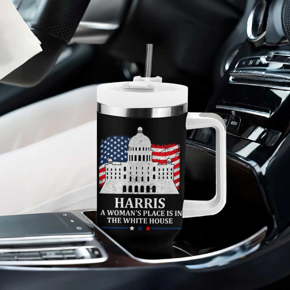 Kamala Harris 2024 A Woman's Place is in The White House Tumbler With Handle President Feminist American Flag TB10 Print Your Wear