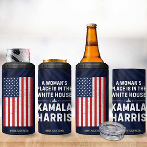 Kamala Harris 2024 4 in 1 Can Cooler Tumbler A Woman's Place is in The White House President Feminist American Flag TB10 Print Your Wear