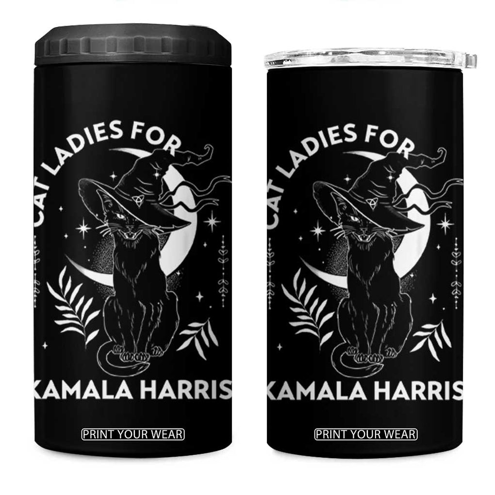 Cat Ladies for Kamala Harris 2024 4 in 1 Can Cooler Tumbler Halloween Witchy Vibes TB10 One Size: 16 oz Black Print Your Wear