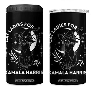 Cat Ladies for Kamala Harris 2024 4 in 1 Can Cooler Tumbler Halloween Witchy Vibes TB10 One Size: 16 oz Black Print Your Wear