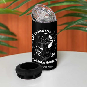 Cat Ladies for Kamala Harris 2024 4 in 1 Can Cooler Tumbler Halloween Witchy Vibes TB10 Print Your Wear