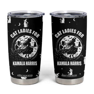 Halloween Harris 2024 Funny Tumbler Cup Cat Lady, Ladies for Kamala Madam President Witchy Vibes TB10 Black Print Your Wear