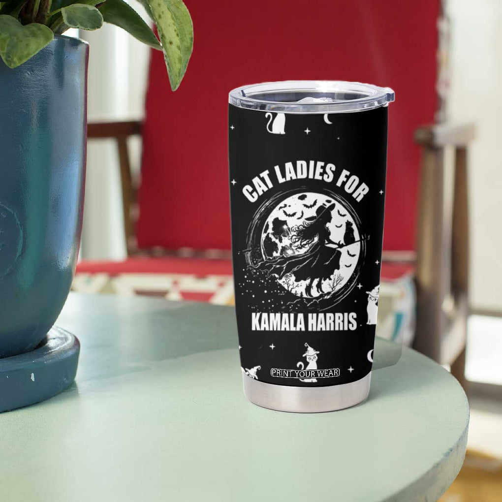 Halloween Harris 2024 Funny Tumbler Cup Cat Lady, Ladies for Kamala Madam President Witchy Vibes TB10 Print Your Wear