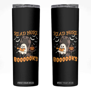 Halloween Book Lovers Skinny Tumbler Groovy Read More Books Ghost Book Spooky Season Reading Gifts for Women, Readers, Bookworm TB10 Black Print Your Wear