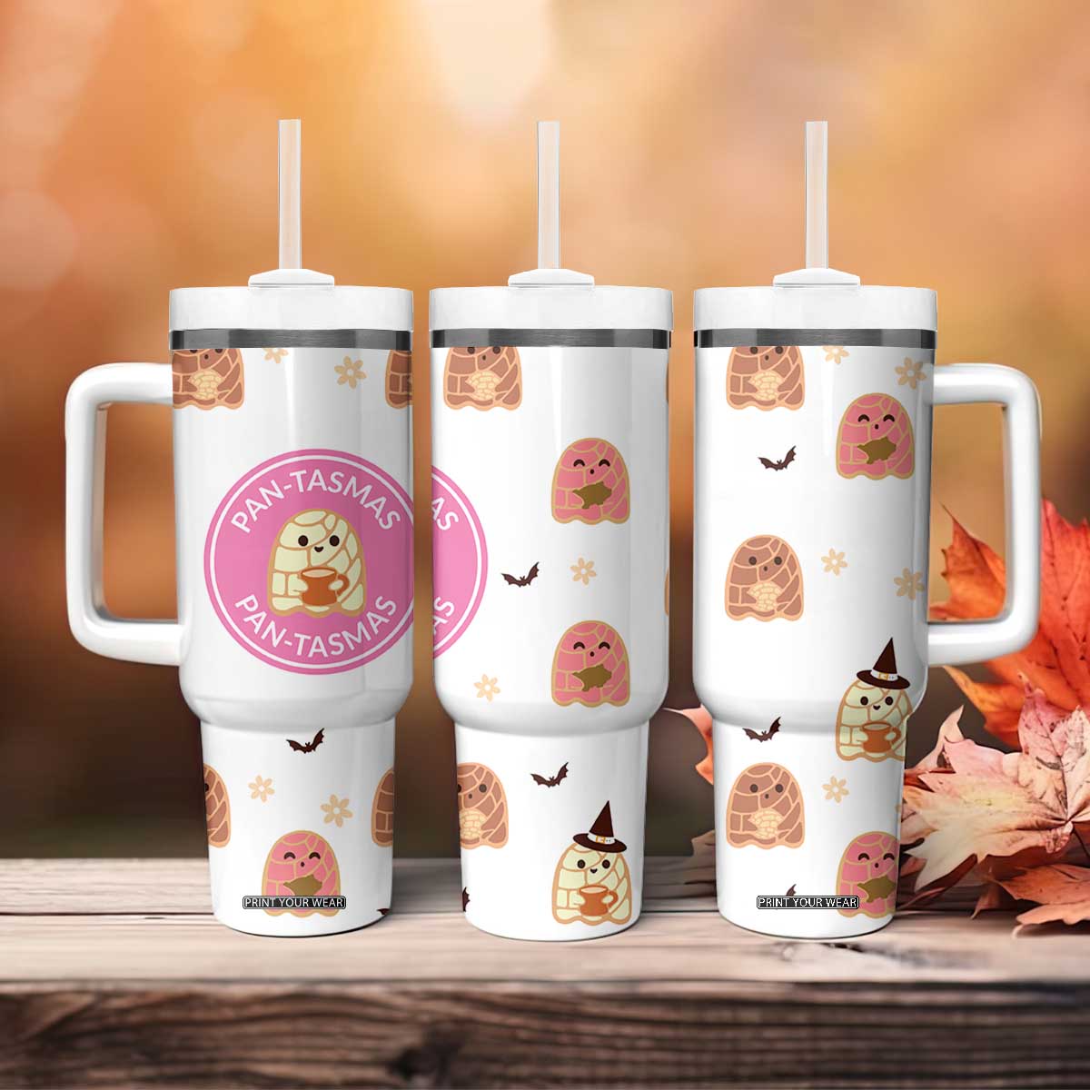 Pantasmas Mexican Halloween Tumbler With Handle Spanish Latina Ghost Pan Dulce TB10 Print Your Wear