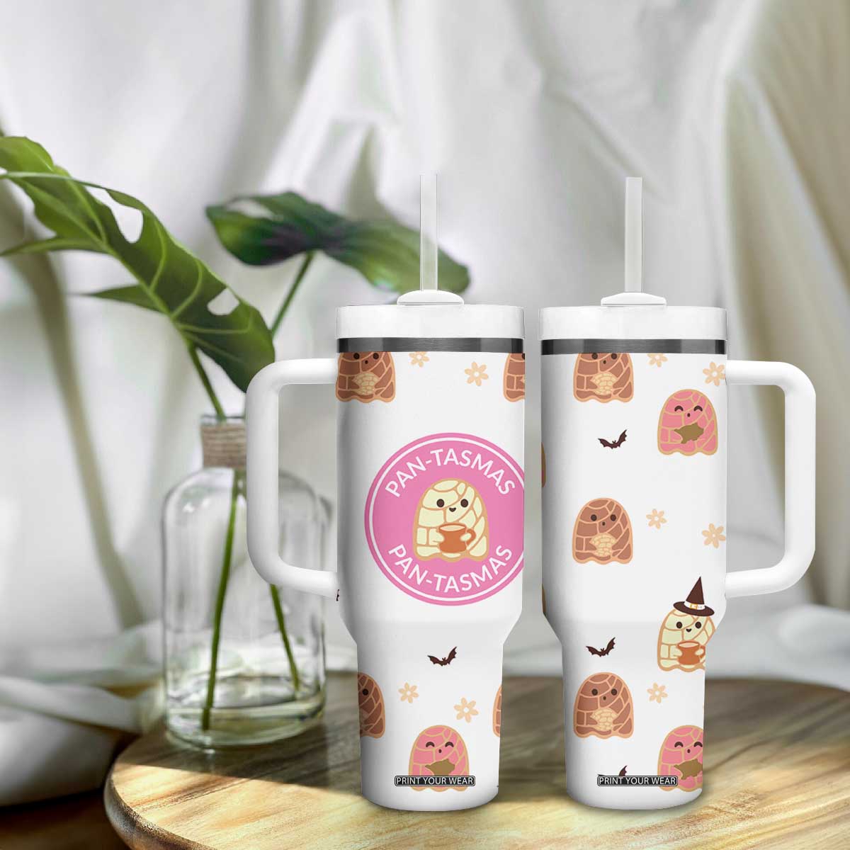 Pantasmas Mexican Halloween Tumbler With Handle Spanish Latina Ghost Pan Dulce TB10 Print Your Wear