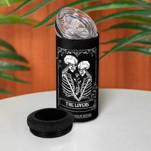 The Lovers Tarot Card 4 in 1 Can Cooler Tumbler Gothic, Dark, Romance, Skeletons Love Gifts for Women TB10 Print Your Wear