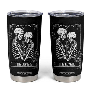 The Lovers Tarot Card Tumbler Cup Gothic, Dark, Romance, Skeletons Love Gifts for Women TB10 Black Print Your Wear