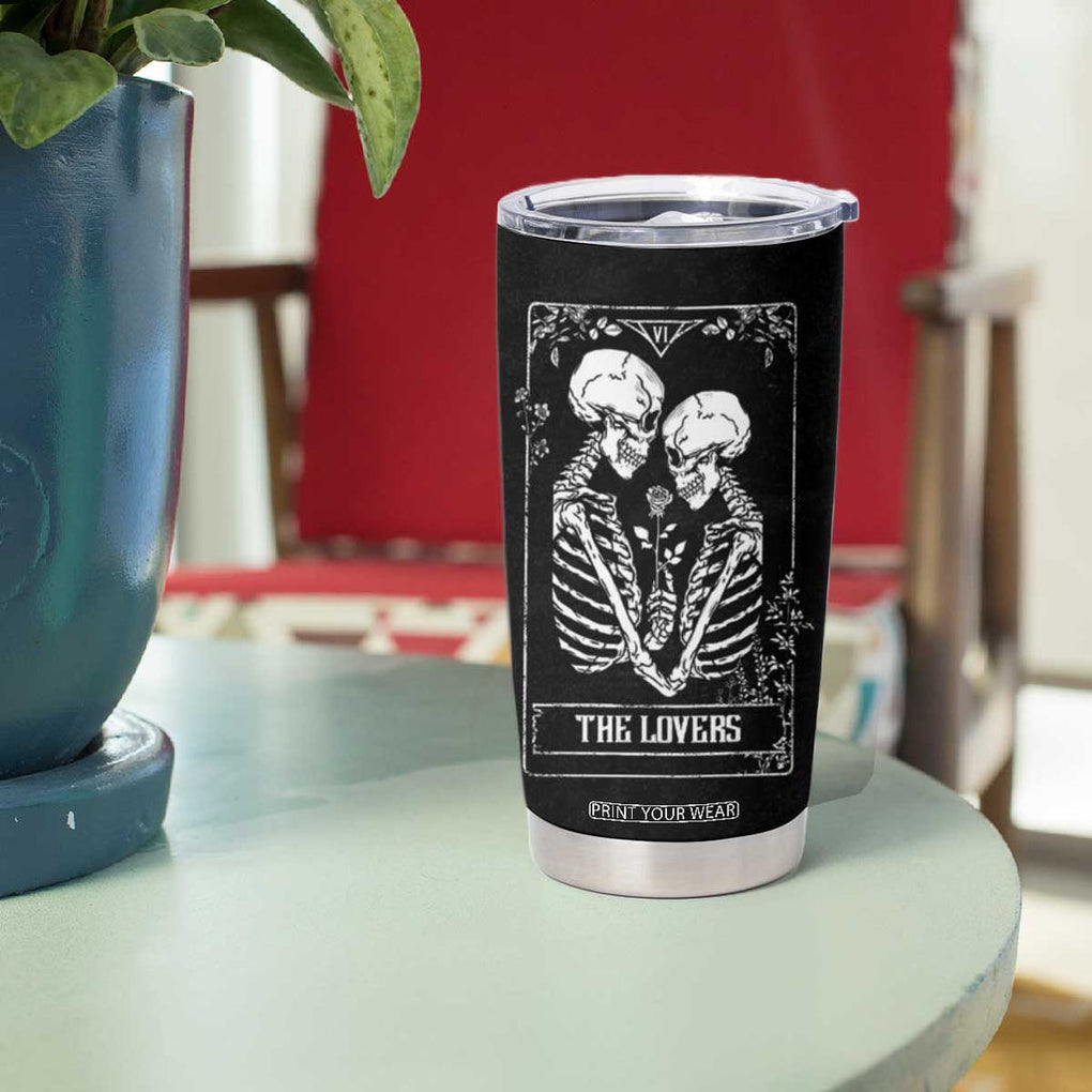 The Lovers Tarot Card Tumbler Cup Gothic, Dark, Romance, Skeletons Love Gifts for Women TB10 Print Your Wear