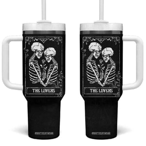 The Lovers Tarot Card Tumbler With Handle Gothic, Dark, Romance, Skeletons Love Gifts for Women TB10 One Size: 40 oz Black Print Your Wear