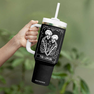 The Lovers Tarot Card Tumbler With Handle Gothic, Dark, Romance, Skeletons Love Gifts for Women TB10 Print Your Wear