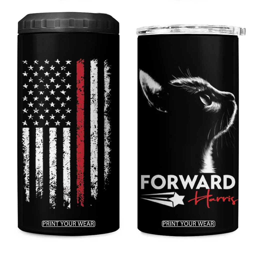 Kamala Harris Forward 4 in 1 Can Cooler Tumbler Cats For Kamala First Female President American Flag 2024 Election TB10 One Size: 16 oz Black Print Your Wear