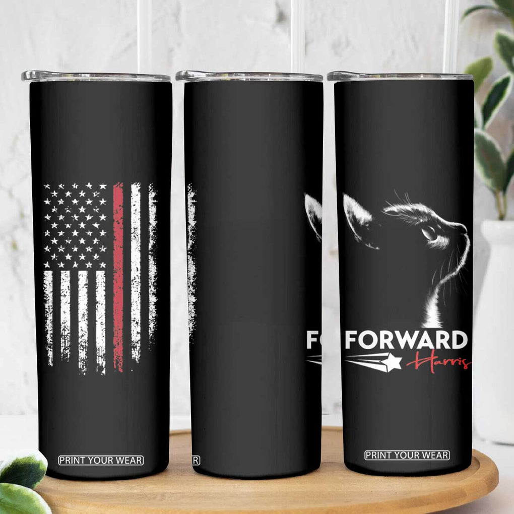 Kamala Harris Forward Skinny Tumbler Cats For Kamala First Female President American Flag 2024 Election TB10 Print Your Wear