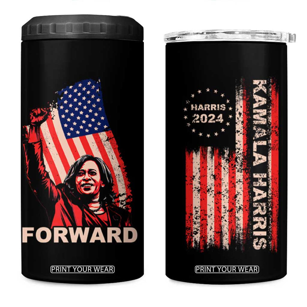 Kamala Harris Forward 4 in 1 Can Cooler Tumbler Madam President Feminist American Flag 2024 Election TB10 One Size: 16 oz Black Print Your Wear