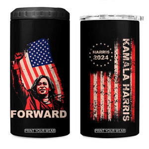 Kamala Harris Forward 4 in 1 Can Cooler Tumbler Madam President Feminist American Flag 2024 Election TB10 One Size: 16 oz Black Print Your Wear