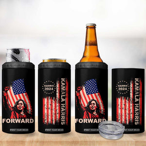 Kamala Harris Forward 4 in 1 Can Cooler Tumbler Madam President Feminist American Flag 2024 Election TB10 Print Your Wear