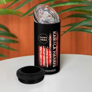 Kamala Harris Forward 4 in 1 Can Cooler Tumbler Madam President Feminist American Flag 2024 Election TB10 Print Your Wear