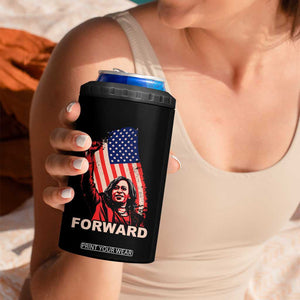 Kamala Harris Forward 4 in 1 Can Cooler Tumbler Madam President Feminist American Flag 2024 Election TB10 Print Your Wear