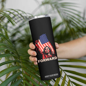 Kamala Harris Forward Skinny Tumbler Madam President Feminist American Flag 2024 Election TB10 Print Your Wear