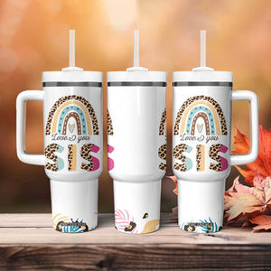Love You Sis Tumbler With Handle Missing You Sister Gifts Leopard TB10 Print Your Wear