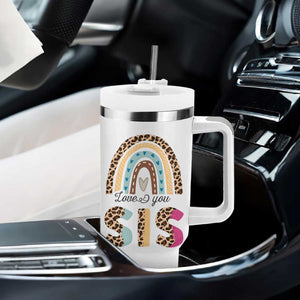 Love You Sis Tumbler With Handle Missing You Sister Gifts Leopard TB10 Print Your Wear