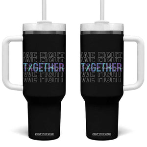 Suicide Prevention Awareness Tumbler With Handle Teal Purple Ribbon We Fight Together Mental Health TB10 One Size: 40 oz Black Print Your Wear