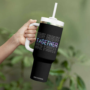 Suicide Prevention Awareness Tumbler With Handle Teal Purple Ribbon We Fight Together Mental Health TB10 Print Your Wear