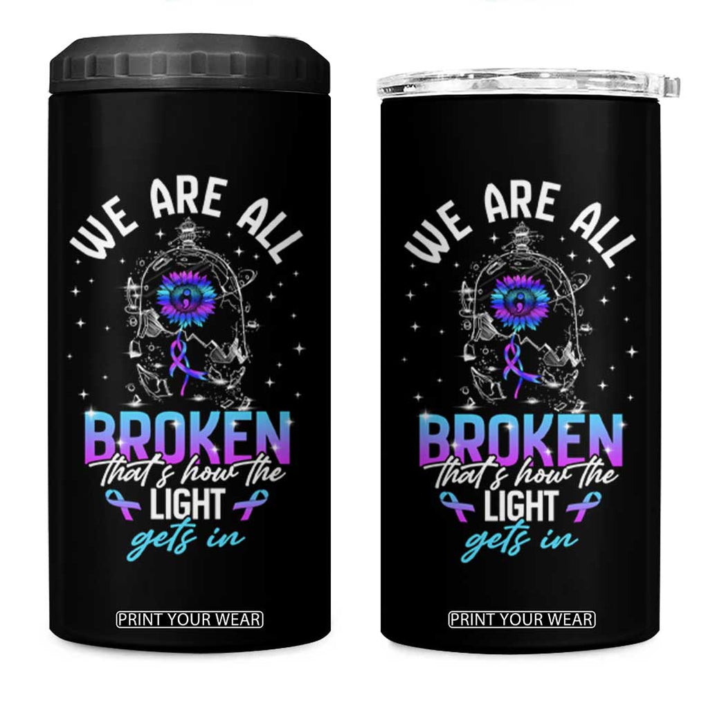 Suicide Prevention Awareness 4 in 1 Can Cooler Tumbler Teal Purple Ribbon Semicolon Stay Tomorrow Needs You Warrior Therapist Psychologist TB10 One Size: 16 oz Black Print Your Wear