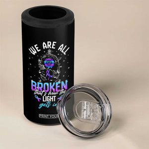 Suicide Prevention Awareness 4 in 1 Can Cooler Tumbler Teal Purple Ribbon Semicolon Stay Tomorrow Needs You Warrior Therapist Psychologist TB10 Print Your Wear