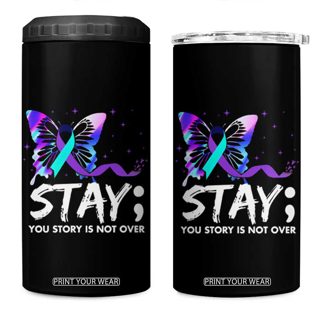 Suicide Prevention Awareness 4 in 1 Can Cooler Tumbler Teal Purple Ribbon Sunflower We Are All Broken That's How the Light Gets In Therapist Psychologist TB10 One Size: 16 oz Black Print Your Wear