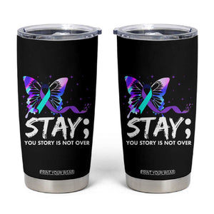 Suicide Prevention Awareness Tumbler Cup Teal Purple Ribbon Sunflower We Are All Broken That's How the Light Gets In Therapist Psychologist TB10 Black Print Your Wear