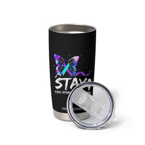 Suicide Prevention Awareness Tumbler Cup Teal Purple Ribbon Sunflower We Are All Broken That's How the Light Gets In Therapist Psychologist TB10 Print Your Wear