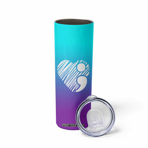 Suicide Prevention Awareness Skinny Tumbler Teal Purple Ribbon Stay World Needs You Call 988 Mental Health Groovy TB10 Print Your Wear