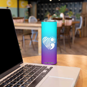 Suicide Prevention Awareness Skinny Tumbler Teal Purple Ribbon Stay World Needs You Call 988 Mental Health Groovy TB10 Print Your Wear