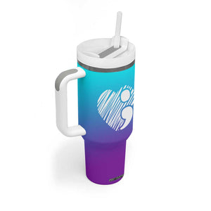 Suicide Prevention Awareness Tumbler With Handle Teal Purple Ribbon Stay World Needs You Call 988 Mental Health Groovy TB10 Print Your Wear