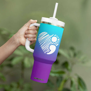 Suicide Prevention Awareness Tumbler With Handle Teal Purple Ribbon Stay World Needs You Call 988 Mental Health Groovy TB10 Print Your Wear