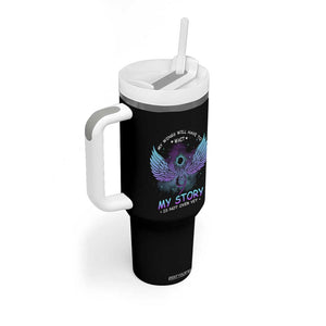 Suicide Prevention Awareness Tumbler With Handle My Wings Will Have to Wait My Story is Not Over Yet Stay Teal Purple Semicolon TB10 Print Your Wear