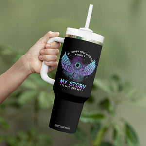 Suicide Prevention Awareness Tumbler With Handle My Wings Will Have to Wait My Story is Not Over Yet Stay Teal Purple Semicolon TB10 Print Your Wear