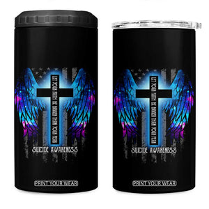 Suicide Prevention Awareness 4 in 1 Can Cooler Tumbler Let Your Faith Be Bigger Than Your Fear Teal Purple Christian American Flag TB10 One Size: 16 oz Black Print Your Wear