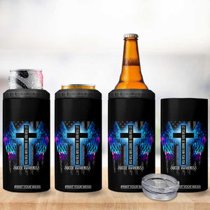 Suicide Prevention Awareness 4 in 1 Can Cooler Tumbler Let Your Faith Be Bigger Than Your Fear Teal Purple Christian American Flag TB10 Print Your Wear