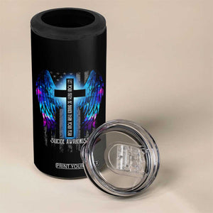 Suicide Prevention Awareness 4 in 1 Can Cooler Tumbler Let Your Faith Be Bigger Than Your Fear Teal Purple Christian American Flag TB10 Print Your Wear